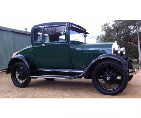 Model A Ford Window Glass Set - Standard Coupe (45A) & Special Coupe (49A) - Stationary Back Window Is 10-5/8 At Center,Clear  Glass