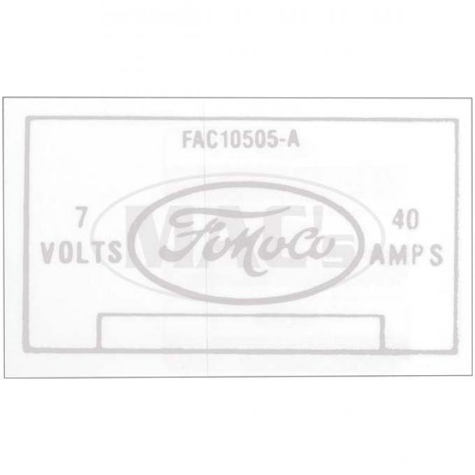 Voltage Regulator Decal - Ford