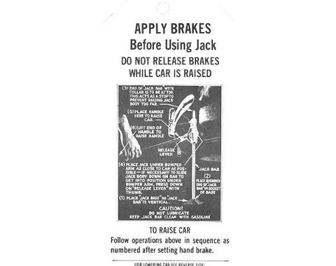 Jack Instruction Tag - Ford Passenger