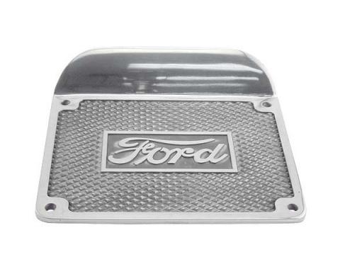 Model T Ford Running Board Step Plate - Polished Aluminum -Ford Script - 6-1/2 X 8-1/2