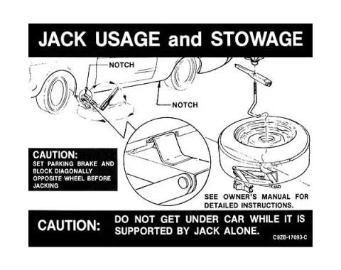 Ford Mustang Decal - Jack Instruction - Regular Wheels