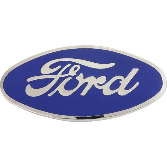 Model A Ford Radiator Emblem - Blue On Chrome - Ford Script- Attach To Radiator Shell - USA Made