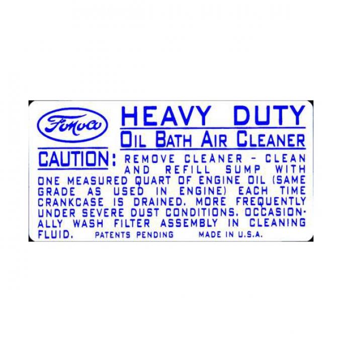 Oil Bath Air Cleaner Decal - Ford Truck