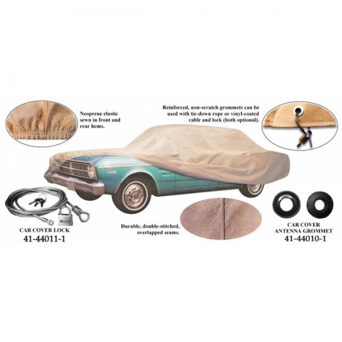 Car Cover With Logo, Tan Flannel, Monetego, Cylcone, Caliente, Comet, 70-1/2 Falcon