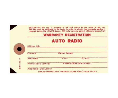 Radio Warranty Tag - Mercury