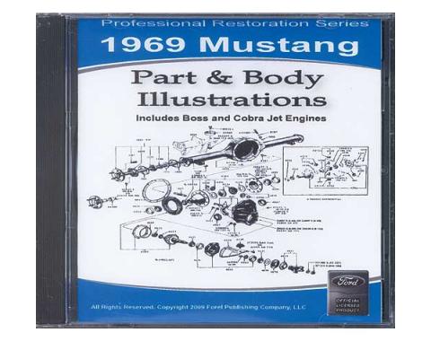 1969 Mustang Part & Body Illustrations On CD - For Windows Operating Systems Only