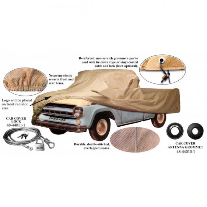 Car Cover, Tan Flannel, With Logo, Short Bed Pickup, 1948-55