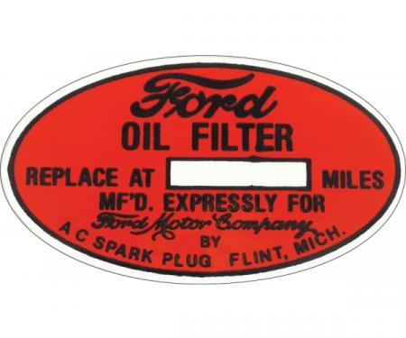 Oil Filter Decal - A/C Oil Filter - Ford