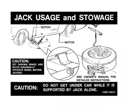 Ford Mustang Decal - Jack Instruction - Regular Wheels