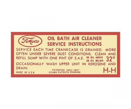 Air Cleaner Decal - Service Instructions - Mercury