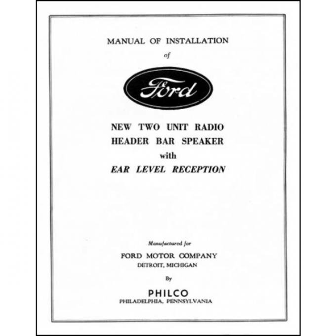 Radio Installation Handbook - 8 Pages - Ford