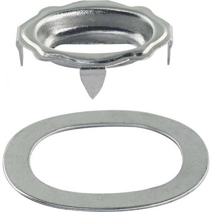 Model A Ford Inside Door Lock Escutcheon - Chrome - Scroll Design - Deluxe Cars Only