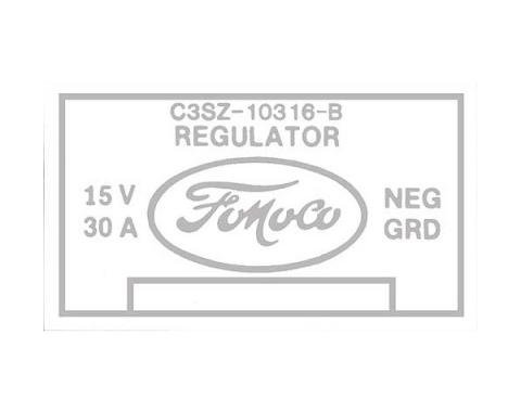 Voltage Regulator Decal - Without A/C - Ford