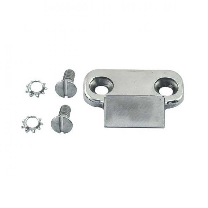 Trunk Lid Striker Plate - Polished Stainless Steel - With Hardware - Ford Coupes & Ford Roadsters - Also 1936 Ford ClubCabriolet