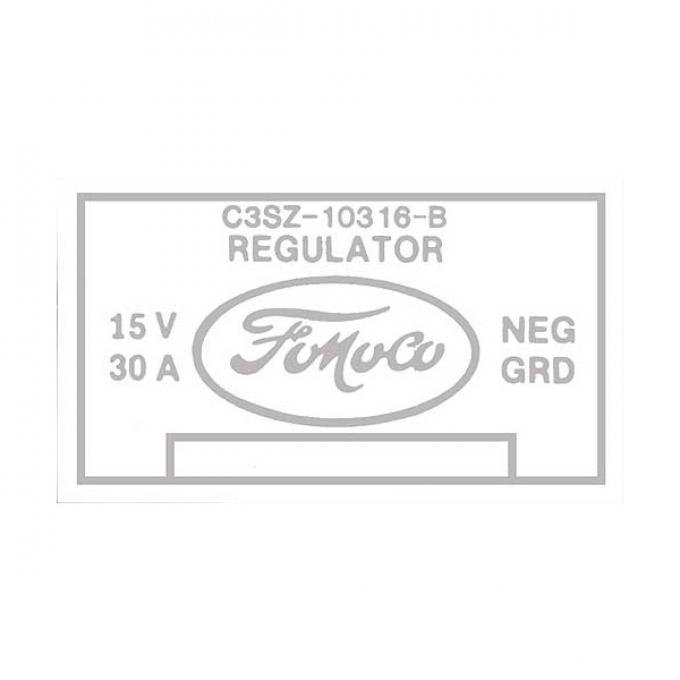 Voltage Regulator Decal - Without A/C - Ford