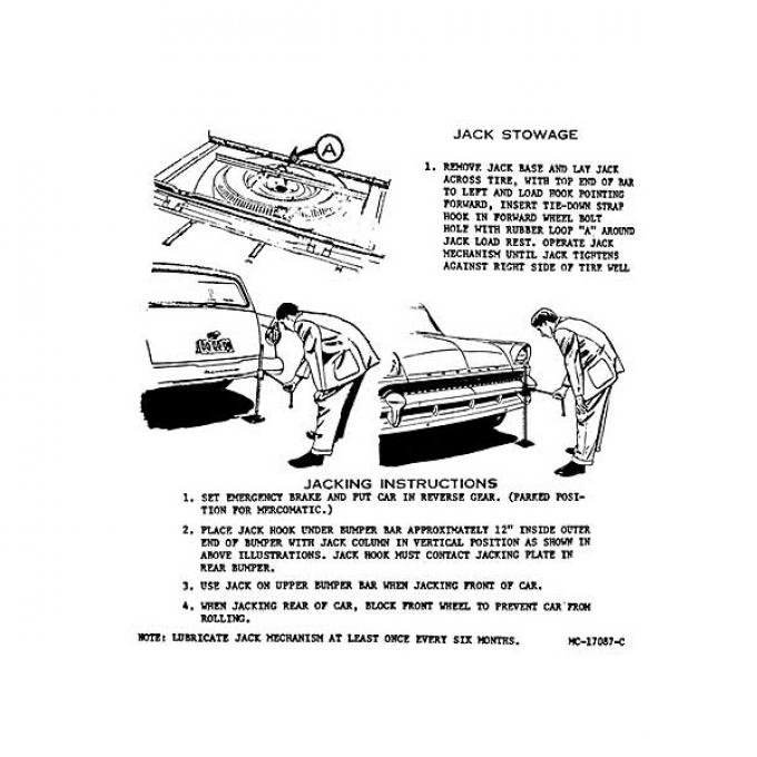 Jack Instructions Decal - Mercury Station Wagon