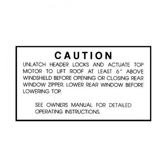 Convertible Top Caution Decal - Mercury