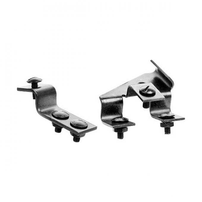 Hood To Grille Catch Bracket Set - 4 Pieces & Hardware - Ford Passenger