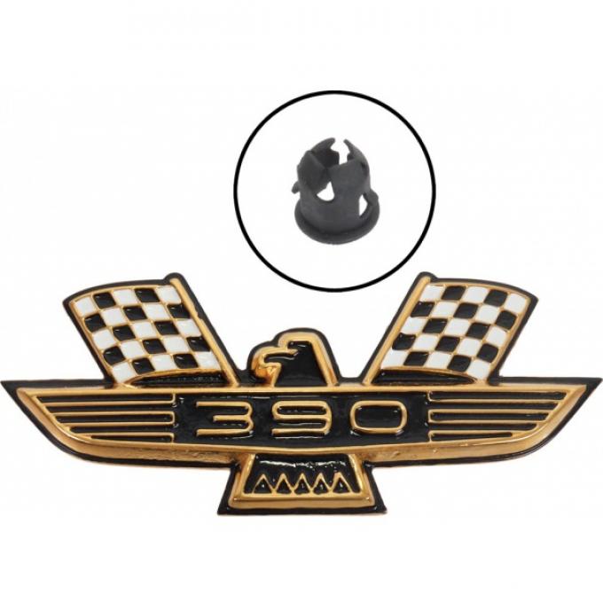 Galaxie Fender Emblem, 390 Bird, Black/Gold, 1963-1964