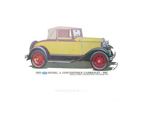 Model A Print - 1931 Ford Cabriolet (68C) - 12 X 18 - Unframed