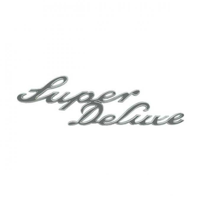 Front Fender Script - Super Deluxe Emblem - Chrome Plated -Ford