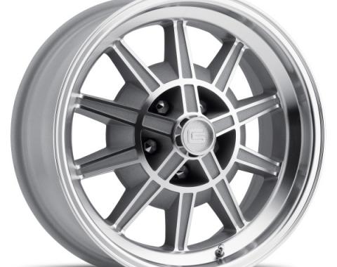 Mustang 17 x 8 GT7 Alloy Wheel, 5 on 4.5 BP, 4.75 BS, Machined/Clear Coat 1967-68