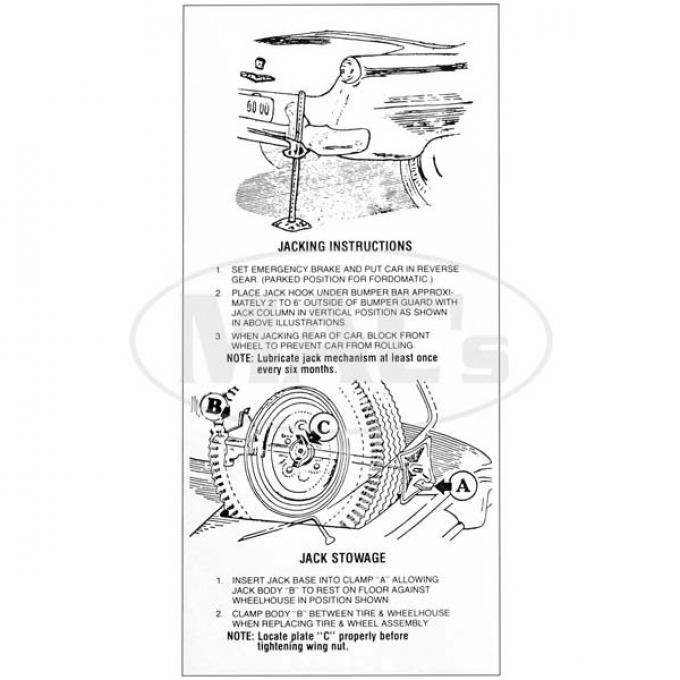 Jack Decal - Jack Instructions - Ford
