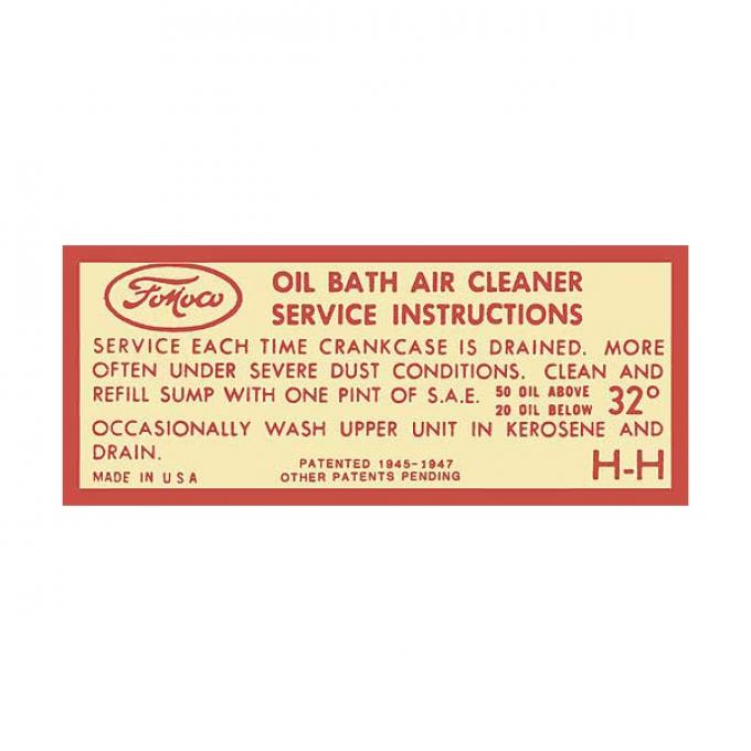 Air Cleaner Decal - Service Instructions - Mercury