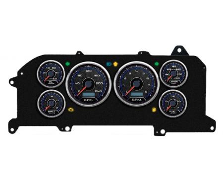 Mustang - New Vintage USA CFR Blueline Series Kit - 6 Gauge Package, 1987-1993 - Programmmable Speedometer KPH