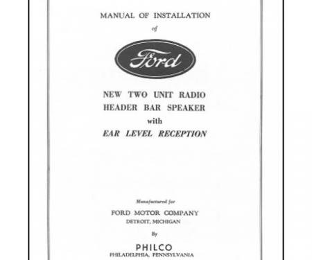 Radio Installation Handbook - 8 Pages - Ford