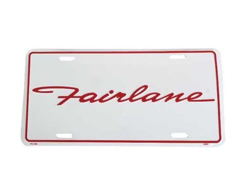 Logo License Plate - White Background With Fairlane Script In Red