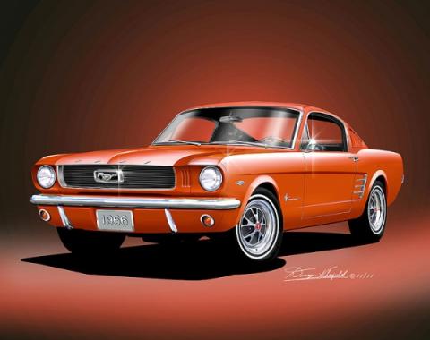 Mustang Fastback 2+2 Fine Art Print By Danny Whitfield, 1966
