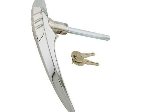 Trunk Handle With Cylinder & 2 Keys - Chrome - Ford