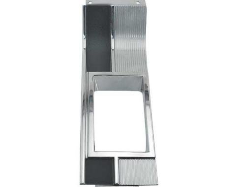 Ford Mustang Console Shift Plate - For 4 Speed Transmission- Chrome Ribs With Black Paint