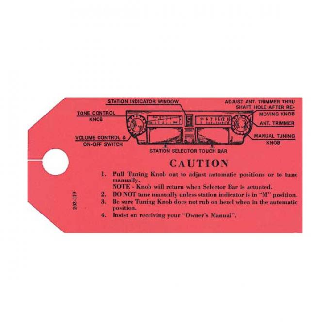Radio Instruction Tag - Ford Passenger