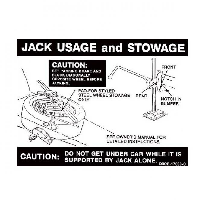 Jack instructions Decal - Montego Convertible With Styled Wheels
