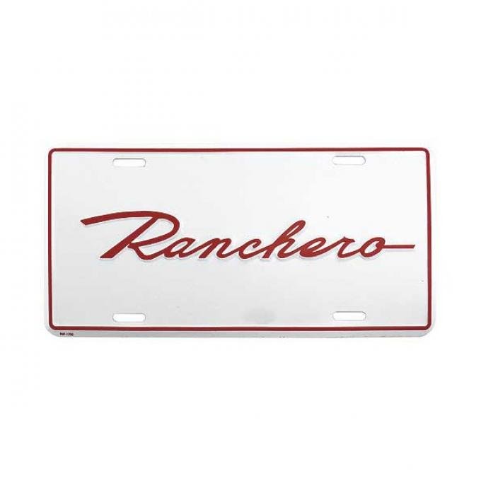 Logo License Plate - White Background With Ranchero Script In Red