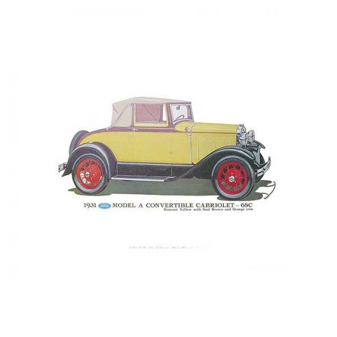 Model A Print - 1931 Ford Cabriolet (68C) - 12 X 18 - Unframed