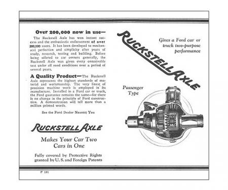 Ruckstell Axle Sales Brochure - 1 Page