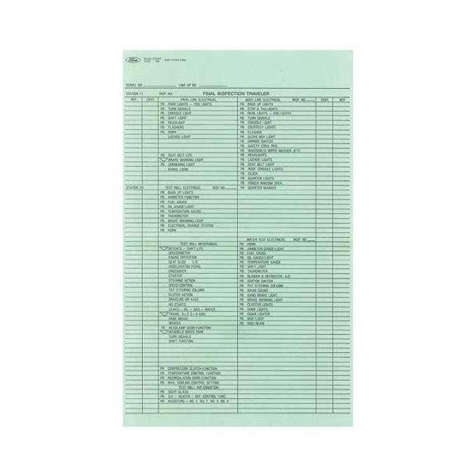 Final Inspection Travel Sheet - Mercury