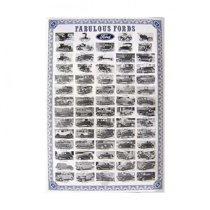 Fabulous Fords Poster - 25 X 37 - Laminated In Plastic For Protection