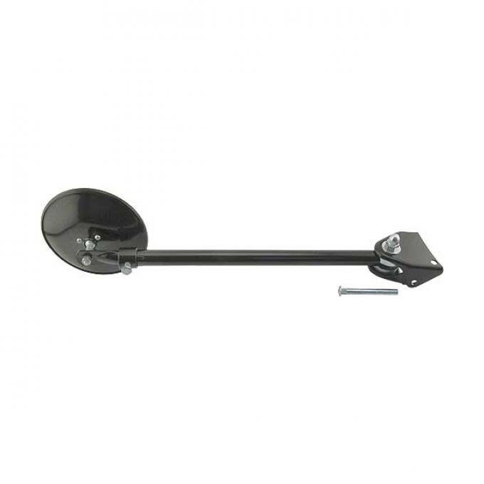 Ford Pickup Truck Outside Rear View Mirror Assembly - Right- Hinge Mounted As Original - Straight Arm Can Be Extended An Additional 10 - Painted Blac