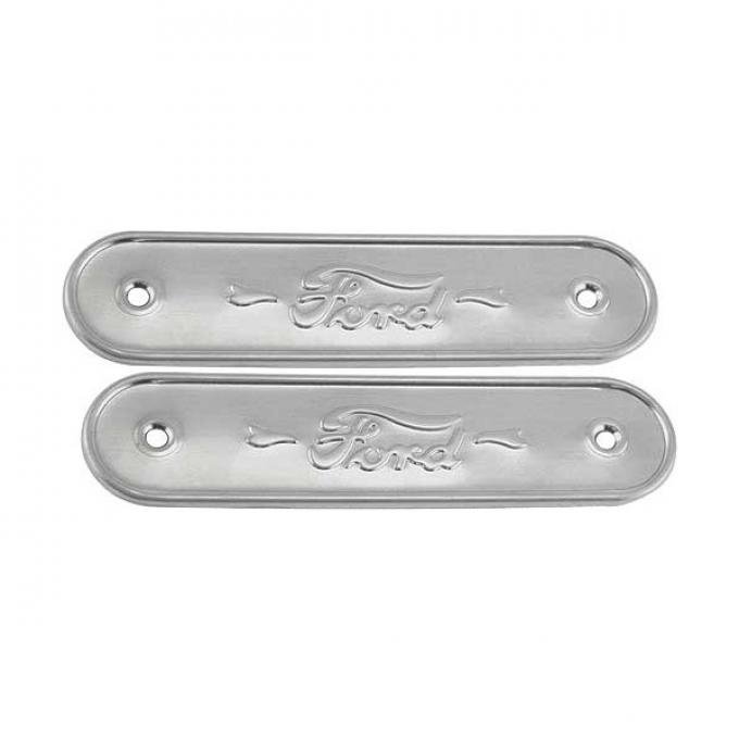 Model A Ford Door Sill Plates - Ford Script - 8 - Coupe - Zinc As Original