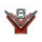 Ford Thunderbird Fender Emblem, Y-Block V8, Chrome With Red Painted Background, 1955