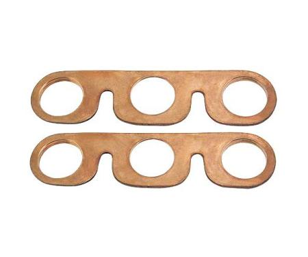 Model A Ford Intake & Exhaust Manifold Gaskets - Copper Clad Asbestos-Like Type - With Glands Built In - 2 Pieces - Late 1931