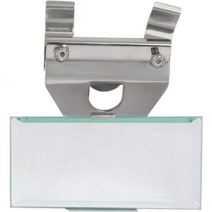 Model A Ford Inside Rear View Mirror Assembly - Open Cars Only - Stainless Steel - Deluxe - With Beveled Glass