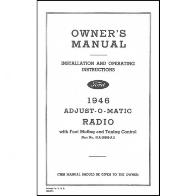Radio Installation Handbook - 8 Pages - Ford