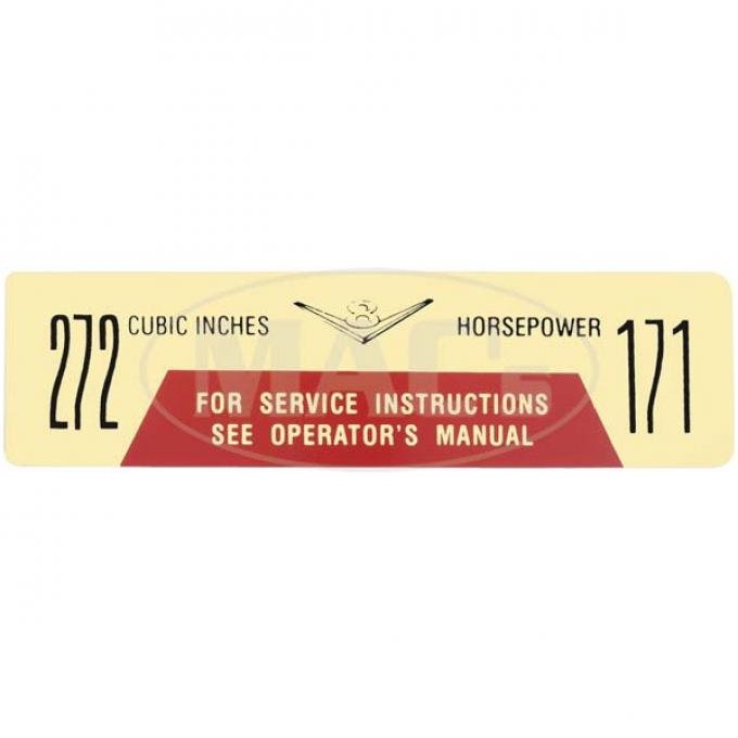Ford Pickup Truck Air Cleaner Decal - 171 Horsepower 272 CID