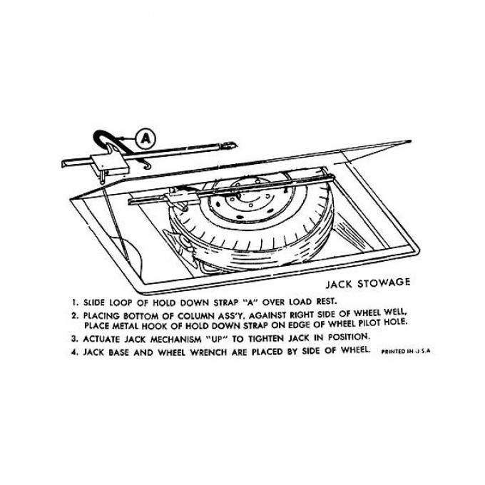 Jack Stowage Instruction Decal - Edsel Station Wagon