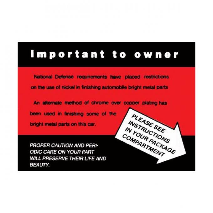 Chrome Care Glove Box Decal - Ford & Mercury